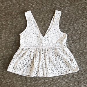 American Eagle Eyelet Peplum Top - XXS